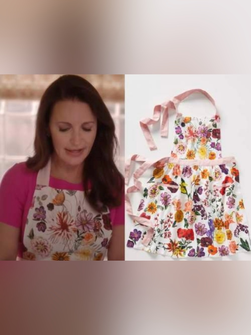 Anthropologie Nathalie Lete Helena Floral Apron-Style Dress Pink Ties on White